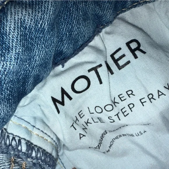 MOTHER The Looker Step Ankle Fray Jeans Despite Differences Denim Blue 27 - Picture 4 of 7
